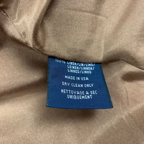 RALPH LAUREN Size 4 Tan & Brown Textured Linen Belted Jacket