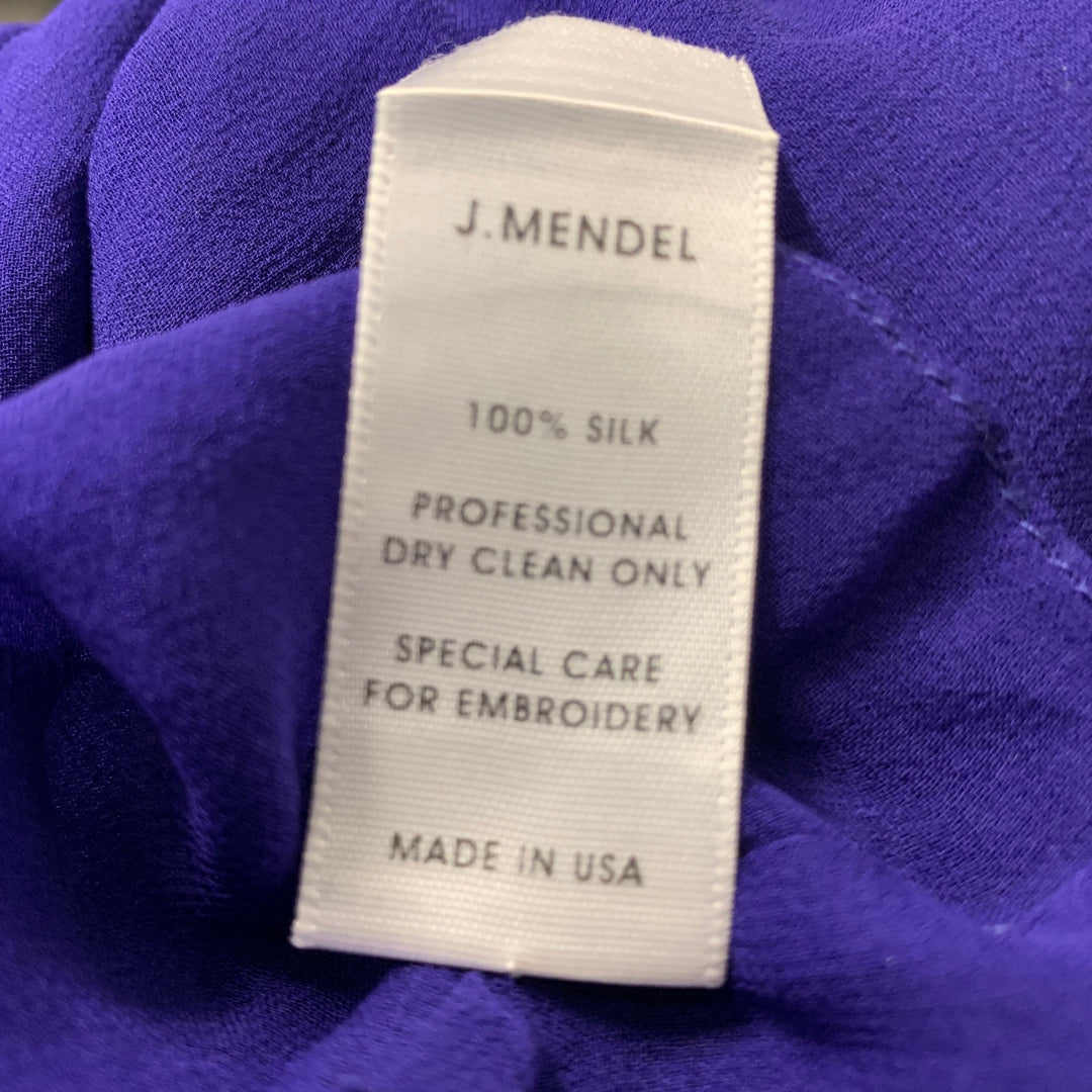 J.MENDEL Size 6 Purple Silk Cap Sleeves Dress Top
