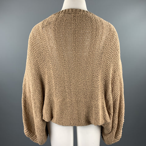 RALPH LAUREN Size M/L Tan Knitted Cotton Shrug Cardigan