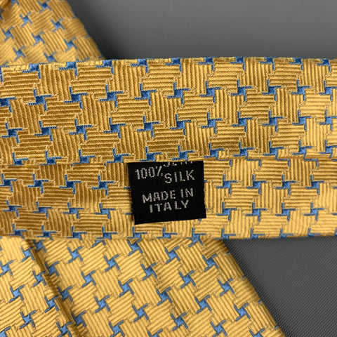 KITON Yellow Blue Stars Silk Tie