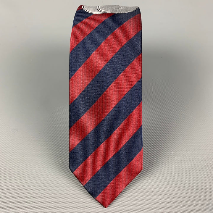 Corbata de seda a rayas burdeos REVL