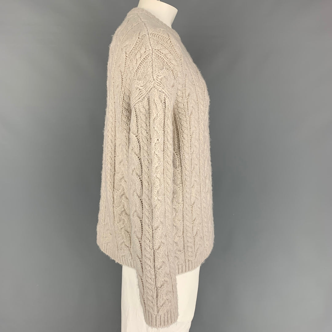 ALLSAINTS Size XS Oatmeal Knit Wool Blend Oversized Fisherman Sweater