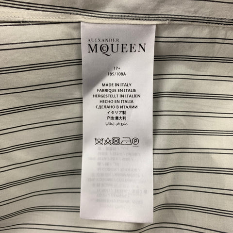 ALEXANDER MCQUEEN Size XL White & Black Vertical Stripe Long Sleeve Shirt