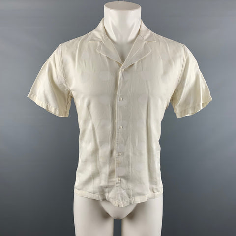 FOLK Size M Cream Yellow Dots Cotton / Linen Short Sleeve Shirt