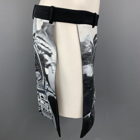GIVENCHY Resort 2013 Talla 32 Falda delantal de poliéster con gráfico negro