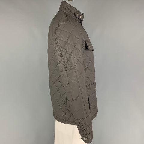 BARBOUR International Suit Size M Gray Quilted Polyester Jacket