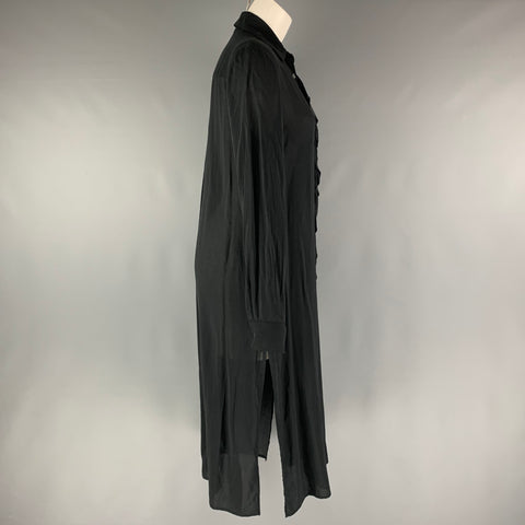 SIMONETTA RAVIZZA Size M Black Viscose Solid Ruffle Dress