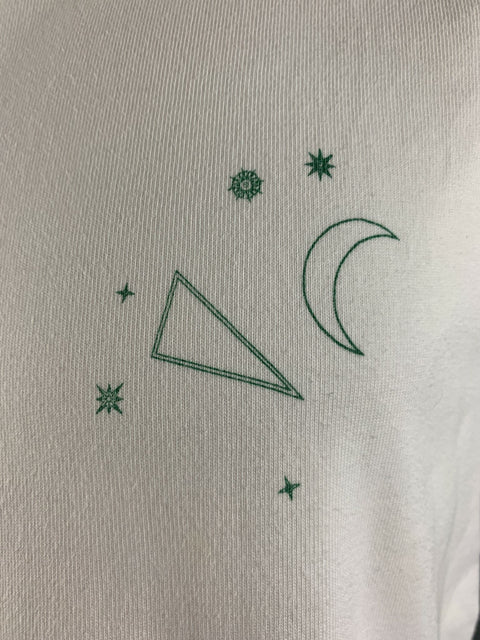 CASABLANCA Talla M Camiseta Sin Mangas Algodón Querubines Blanco Verde