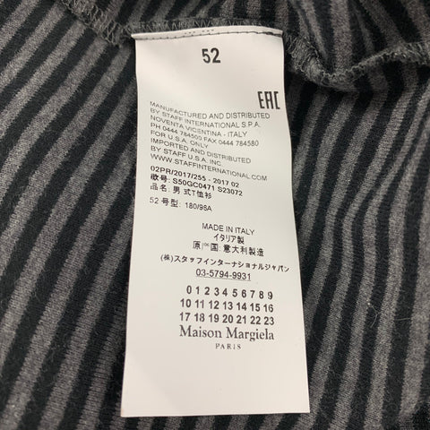 MAISON MARGIELA Size L Black Grey Stripe Cotton Crew-Neck Pullover