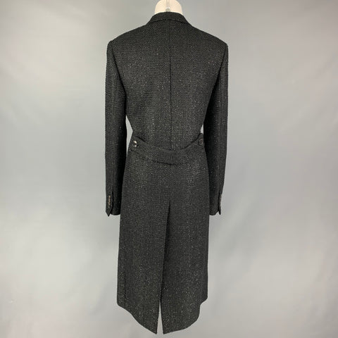 AMIRI Taille M Manteau à patte cachée en tweed mélangé de polyester noir