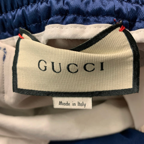 GUCCI Size M Blue Beige Color Block Acetate Athletic Shorts