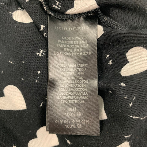 BURBERRY PRORSUM Pre-Fall 2013 Size L Black & White Heart Graphic Cotton T-shirt