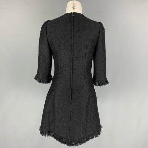DOLCE &amp; GABBANA Vestido de tweed en mezcla de lana virgen negro talla 6