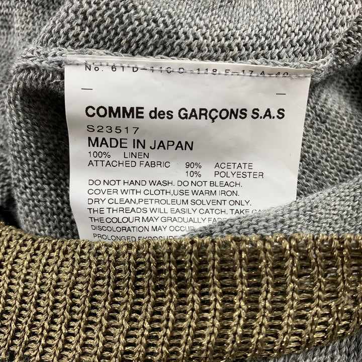 COMME des GARCONS SHIRT Size M Grey & Gold Knitted Linen V-Neck Pullover