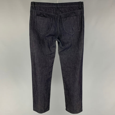 MAISON MARGIELA Size 34 Indigo Cotton Linen Button Fly Jeans