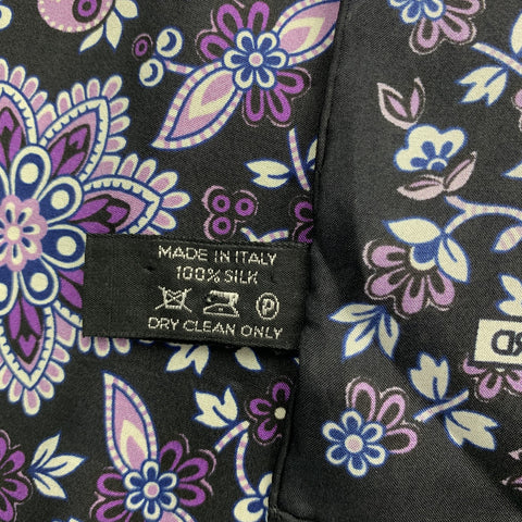 TOM FORD Black & Purple Floral Silk Pocket Square