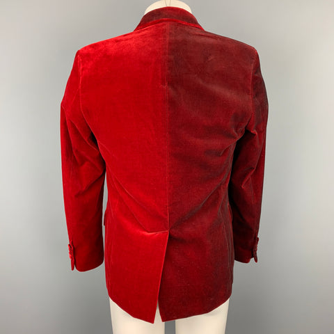 GOLDEN GOOSE Size S Red & Burgundy Ombre Cotton Notch Lapel Sport Coat