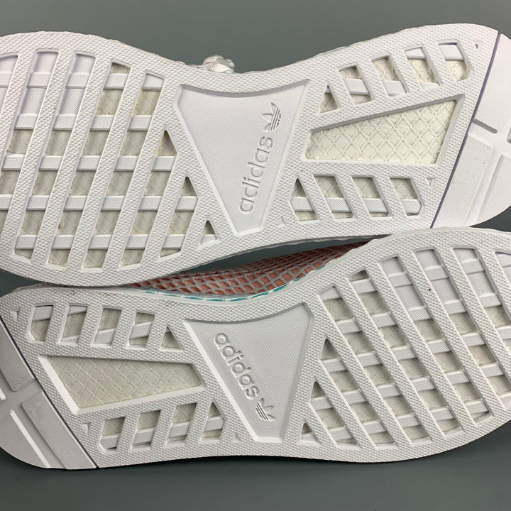 ADIDAS Size 12 White Pink Mesh Nylon Low Top Deerupt Runner Sneakers