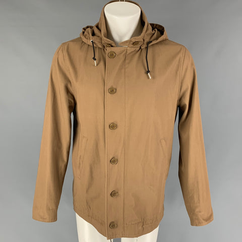 SANDRO Size S Tan Cotton Zip & Buttons Jacket