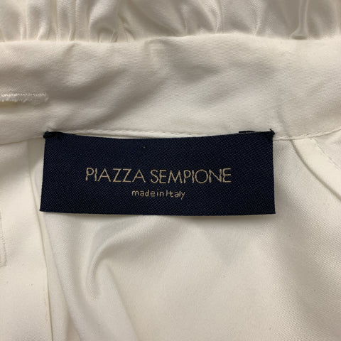 PIAZZA SEMPIONE Taille S Blouse à col froncé en mélange de coton blanc