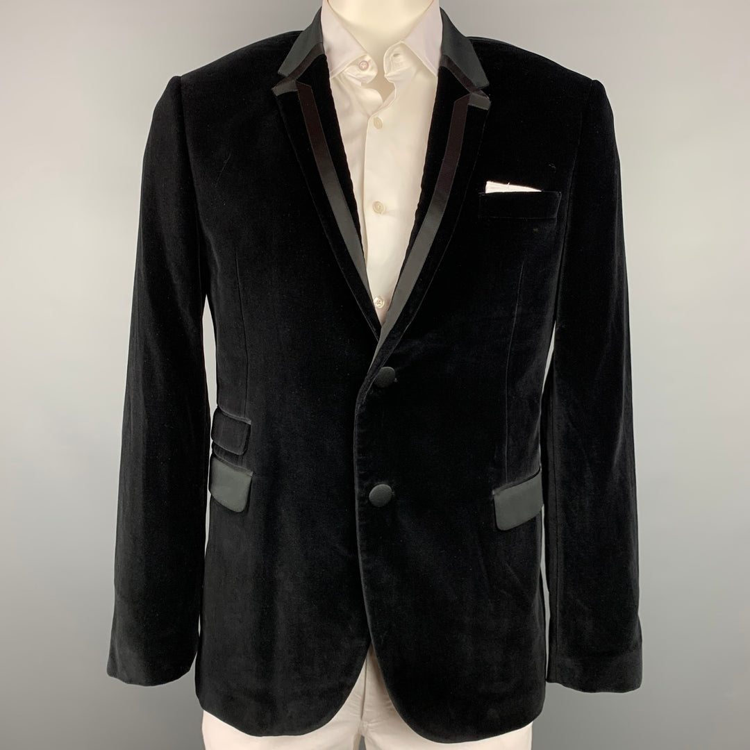 NEIL BARRETT Ajusté Slim Taille 42 Manteau de sport à revers cranté en mélange de coton et velours noir