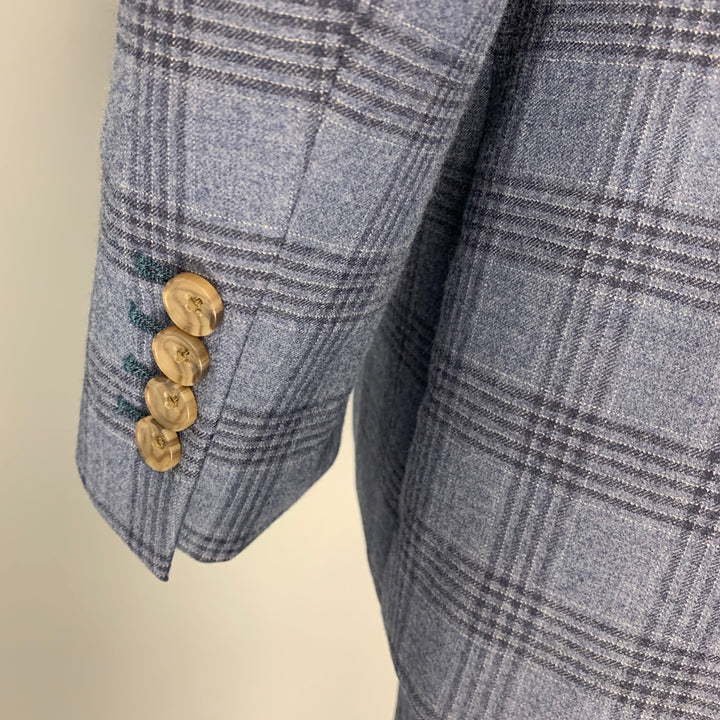 INDOCHINO Size 36 Blue Navy Plaid Wool 30 30 Suit