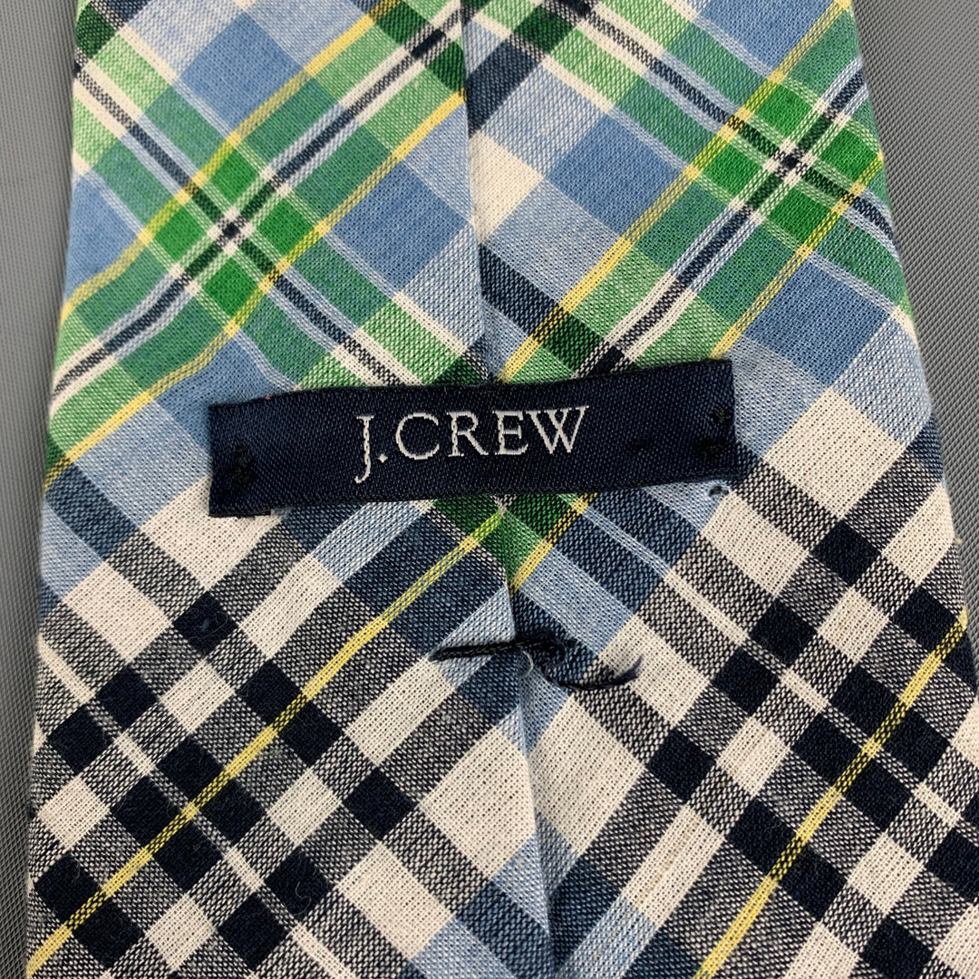 J CREW Green Blue Plaid Cotton Tie