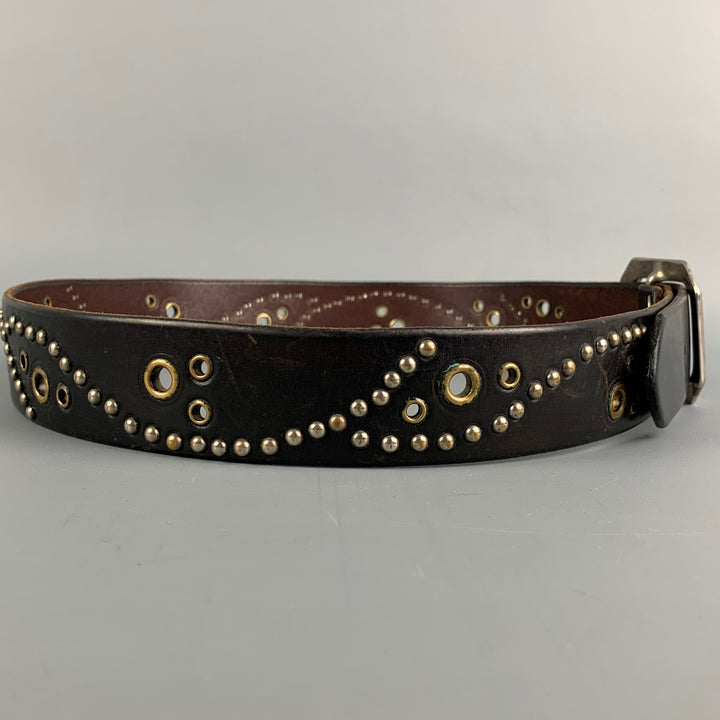 JEFF GALLEA Waist Size S Black Studded Leather Black Belt