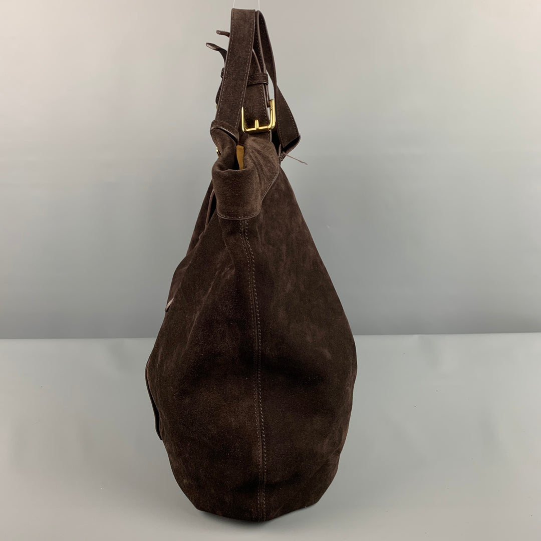 RALPH LAUREN Brown Suede Hobo Handbag