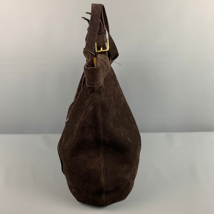 RALPH LAUREN Brown Suede Hobo Handbag