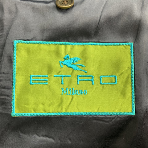 ETRO Size 40 Navy Solid Wool Notch Tab Lapel Sport Coat