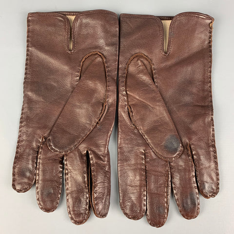 VINTAGE Taille 9 Gants en cuir marron