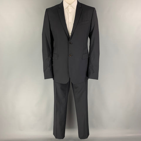 BURBERRY LONDON Size 46 Navy Wool Notch Lapel Suit