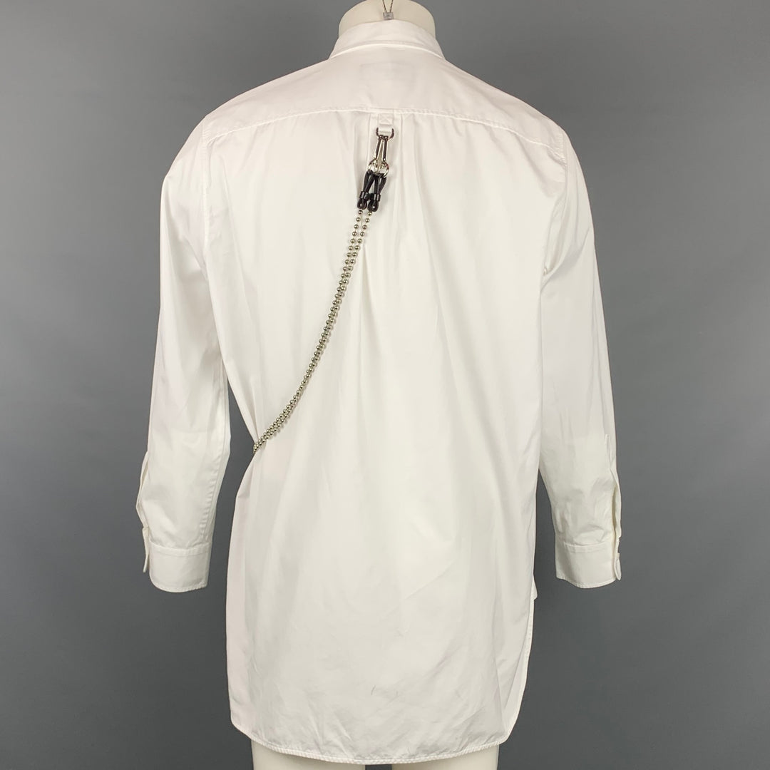 DSQUARED2 Size S White Applique Cotton Button Up Long Sleeve Shirt