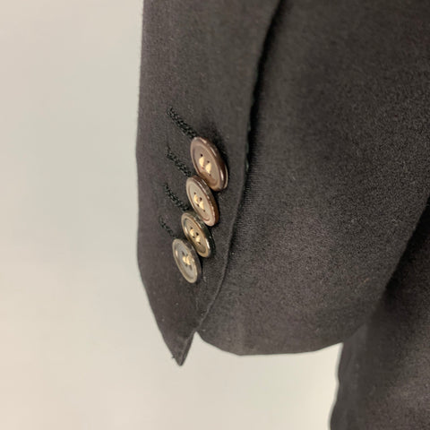 KITON Size 46 Black Wool Notch Lapel Sport Coat