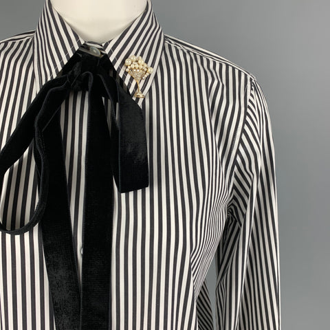 MARC JACOBS Camisa con botones a rayas de algodón blanco y negro talla 2