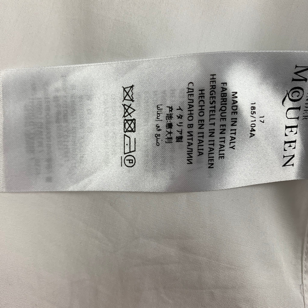 ALEXANDER MCQUEEN Size XL White Black Embroidery Cotton Long Sleeve Shirt