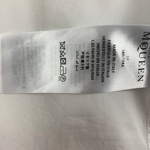 ALEXANDER MCQUEEN Size XL White Black Embroidery Cotton Long Sleeve Shirt