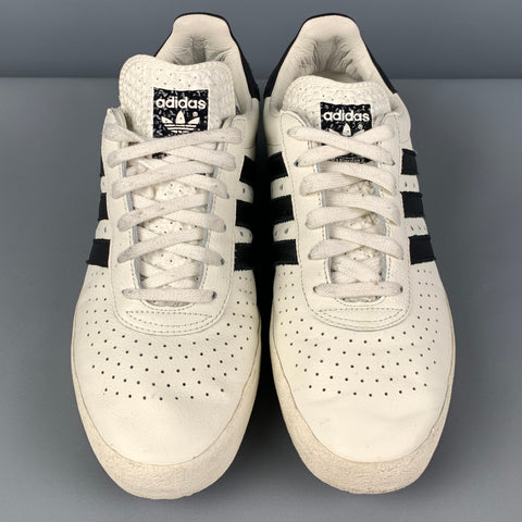 ADIDAS Size 8.5 White Black Leather Low Top 350 Sneakers