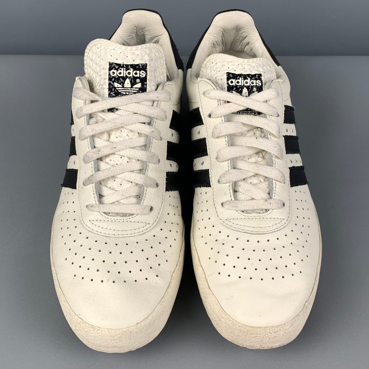 ADIDAS Taille 8.5 Baskets basses en cuir noir blanc 350