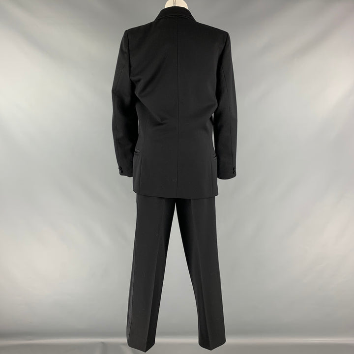 CLAUDE MONTANA Size 12 Black Silk Double Breasted Pants Suit