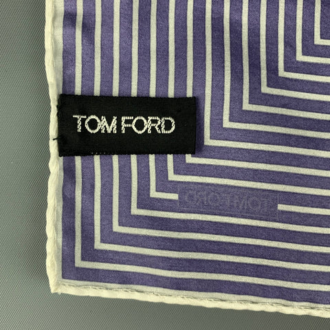 TOM FORD Purple White Stripe Silk Pocket Square