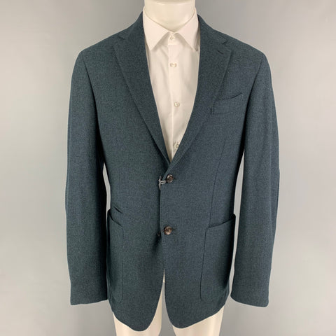 ERMENEGILDO ZEGNA Size 40 Dark Blue Heather Wool Blend Sport Coat