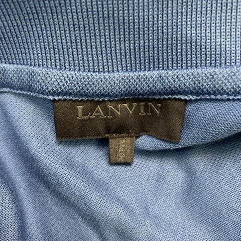 LANVIN Size M Blue Solid Cotton Buttoned Polo