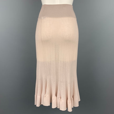 SONIA RYKIEL Size 4 Nude Knitted Wool / Cashmere Tulip Skirt