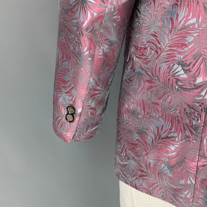 TED BAKER Size 42 Pink Steel Blue Jacquard Polyester Sport Coat