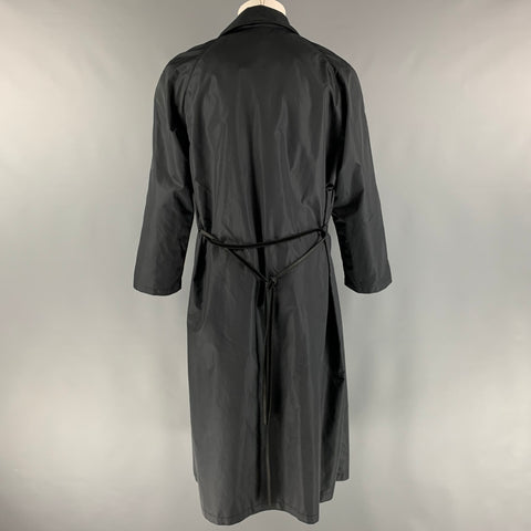 YVES SAINT LAURENT 'Rive Gauche' Size 40 Black Solid Polyester Coat