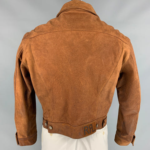 RRL by RALPH LAUREN Size L Brown Distressed Leather Western Jacket
