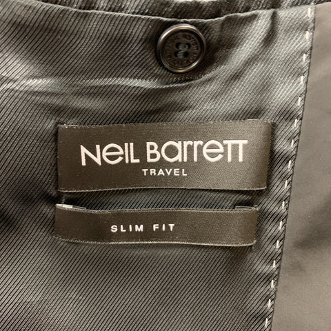 NEIL BARRETT Chest Size S Solid Black Polyester Full Zip Jacket