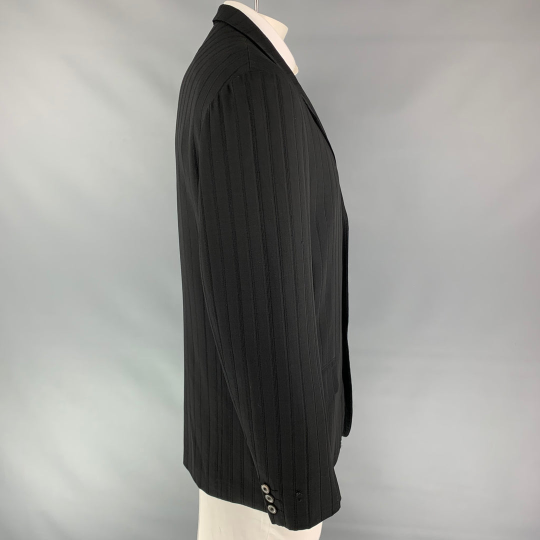 YOHJI YAMAMOTO Size M Black Stripe Wool Oversized Coat